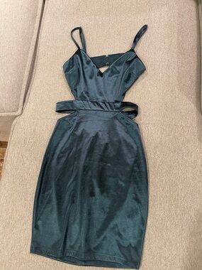 Windsor Deep Teal Satin Slip Dress with Waist Tie